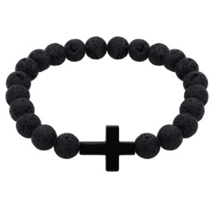 LAVASTEINARMBAND MIT KREUZ