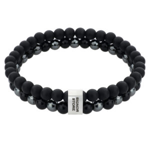DOPPELTER ONYX UND HÄMATIT ARMBAND