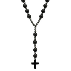 ROSENKRANZ AUS SCHWARZEM STEIN UND HÄMATIT