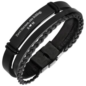 GRAVURARMBAND AUS SCHWARZEM LEDER