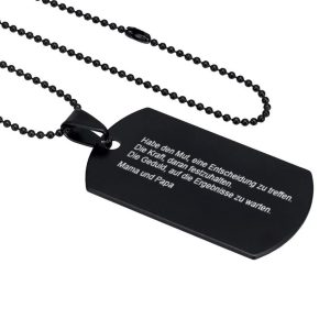 SCHWARZE DOG TAG MIT GRAVUR