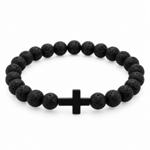 LAVASTEINARMBAND MIT KREUZ